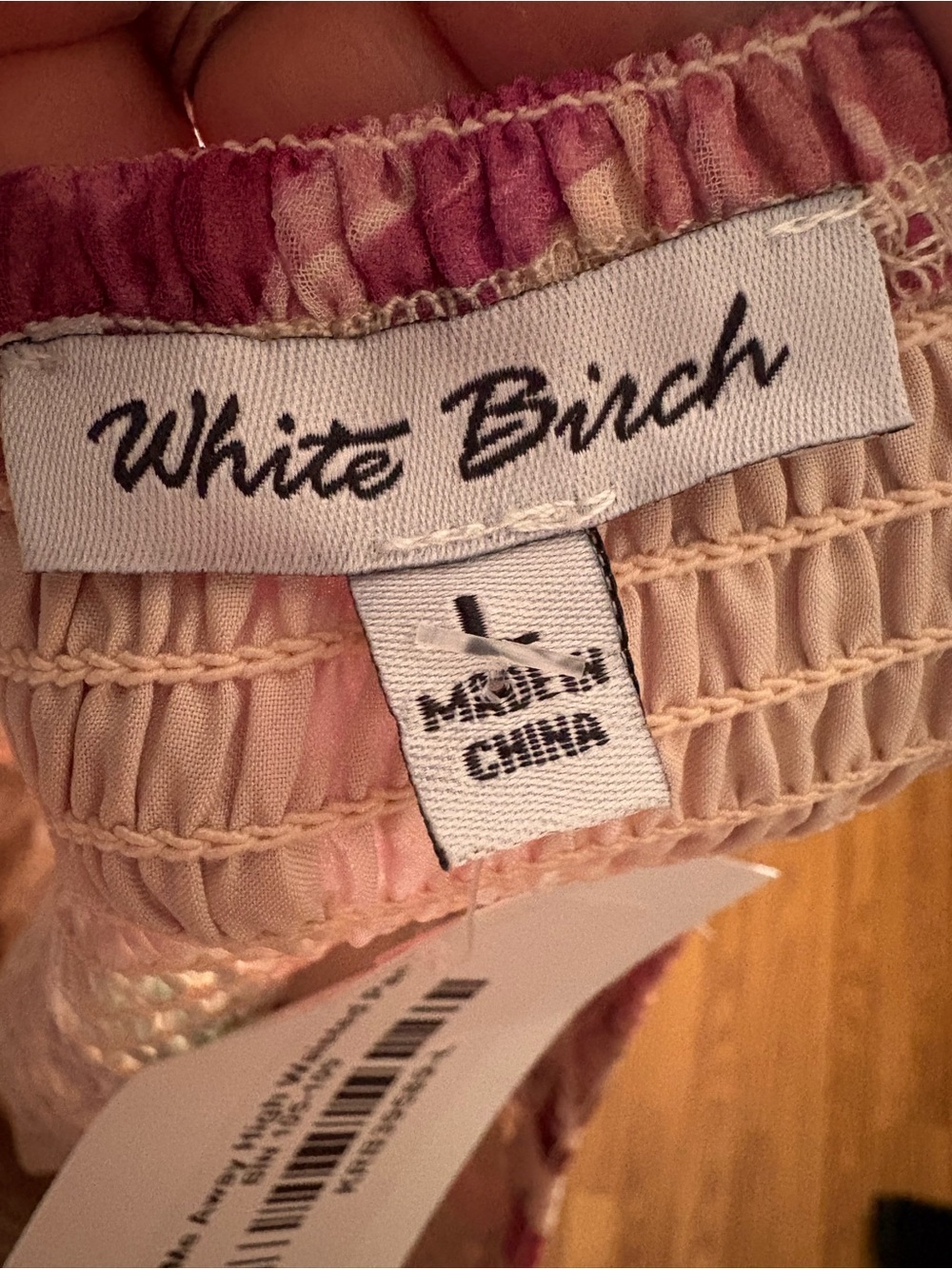 white birch Pink Floral Smocked Pajama Top with Elastic Band